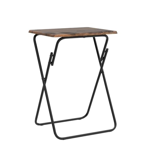 FurnitureR-Folding-Tables-Foldable-TV-Tray-Dinner-Snack-Trays-Set-of-2-Industrial-Style-Sofa-Bedside-Tables-with-X-Frames-Small-Laptop-Table-in-Vintage-Brown-15-x-189-x-262-in-2PCS FurnitureR Folding Tables Foldable TV Tray Dinner Snack Trays Set of 2 Industrial Style Sofa Bedside Tables with X Frames Small Laptop Table in Vintage Brown 15 x 189 x 262 in 2PCS