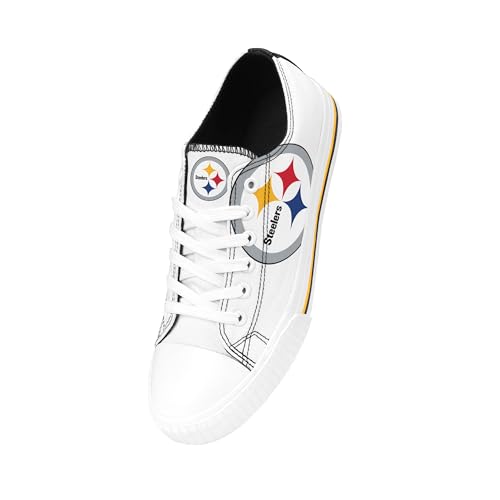 Image of FOCO NFL Womens NFL Ladies Fashion Team Big Logo Low Top White Canvas Sneakers Shoes
