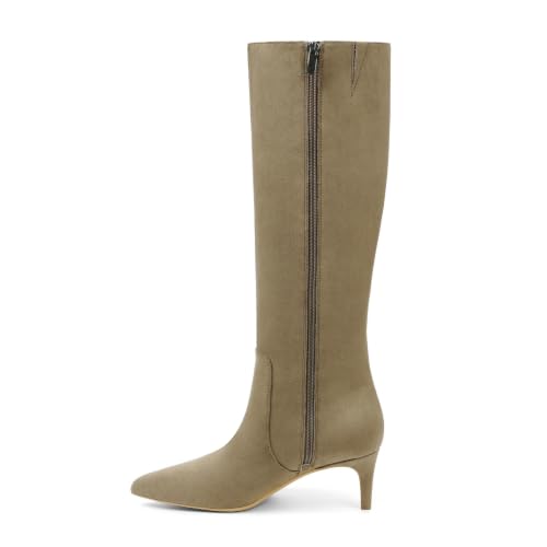 Image of QIY Kitten Heel Knee High Boots for Women Fall Tall Boots