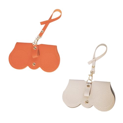 Image of Leather Sunglasses Case Portable Leather Sunglass Holder for Bag Sunglasses Bag for Travel 2 Pcs Glasses Organizer Bag with Strap for Women and Men