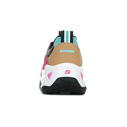 Skechers Women's Low-Top, Black (Black & Pink Leather/Black Mesh/Blue & Air Trim Bblp), US-0 / Asia Size s