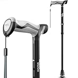 HEALTHBAZAAR Walking Cane for Men & Women, Foldable Cane with Shock Absorption - Adjustable, Lightweight Collapsible Walking Stick for Seniors & Adults, Comfort Grip Handle, Heavy Duty All Terrain Tip