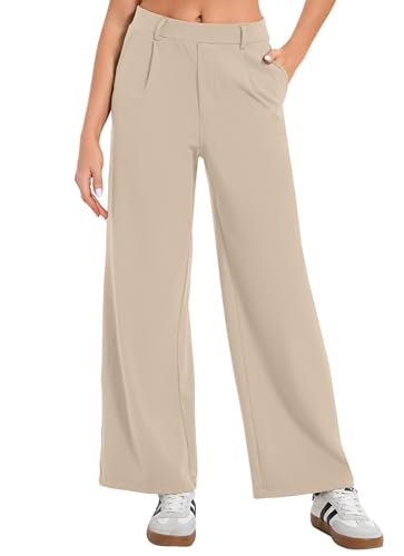 Image of Oyamiki Women's Business Casual High Waisted Dress Pants with Pockets Wide Leg Work Pants Trousers Fashion Fall Outfits
