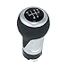 Produktbild L&P A260-8 Leder Schalthebel Hebel Schaltknauf Schwarz Silber 5 Gang 12mm Knauf perforiert Schaltknopf Knopf Schaltung Sportknauf Sporthebel als Plug Play Ersatzteil für Audi A1 A3 A4 A5 A6 Q3 Q5