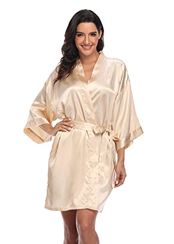 Image of Women's Pure Short Silky Robes Bridesmaid Bride Party Satin Robes Sleepwear