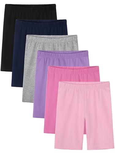 YERIOK 6 Pack Girls Bike Shorts Cotton Biker Shorts Cartwheel Clothes for Kids Under Dress Dance Multi-Color Set B 5T