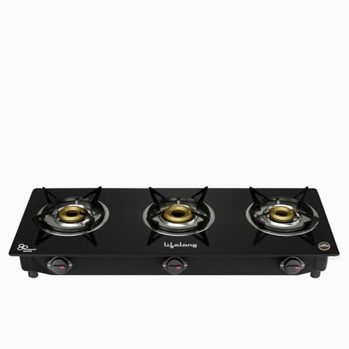 Lifelong 3 Burner Open Heating Gas Stove Top For Kitchen-Automati...