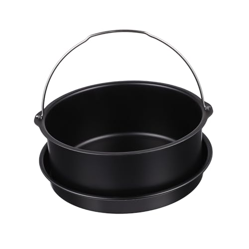 FRCOLOR Accesorios Freidora Aire Cesta Pastel Acero Carbono y Bandeja Pizza Apto Resistente y Seguro para Cocinar Postres y Platos