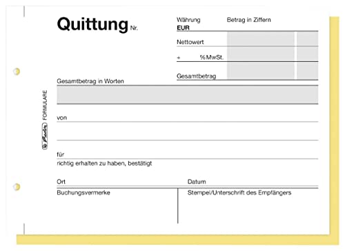 Herlitz 7876147 Quittungsblock A6 402 2x40 Blatt, 4er Packung, selbstdurchschreibend