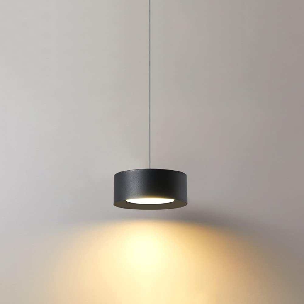 LYMSXAZOU Minimalist LED Pendant Lamp Drum Metal Ceiling Hanging Light, 6W Kitchen Island Lighting Fixture Modern Suspended Lamps Chandelier