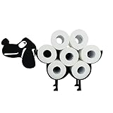 Dog Decorative Toilet Paper Holder Shelf, Cute Funny Tissue Iron Storage Stand Rack Iron Roll Paper Storage Bathroom Kitchen Accessories (Black Dog)