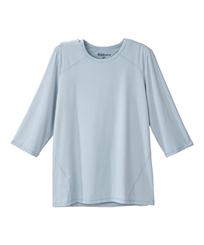Silverts Women’s Adaptive Clothing Open Back Top, Assisted Dressing Crew Neck Shirt for Elderly, Nursing Home & Rehab Wear - Breezy Blue 2XL