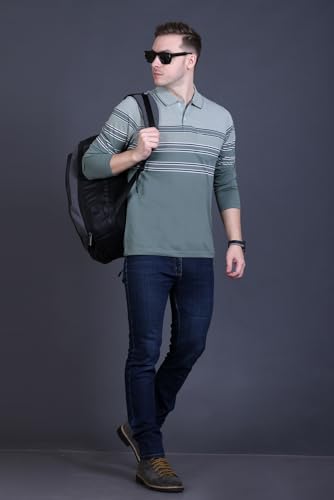 Image of Full Sleeve Polo T Shirt for Men Cotton with Pocket and Collar - Regular Fit Tshirt