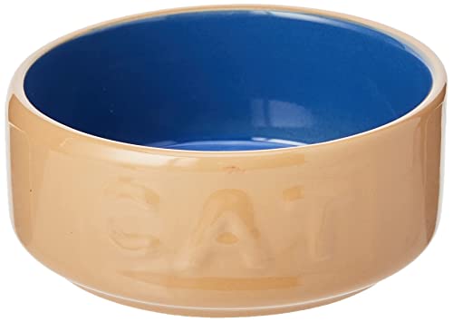 Mason Cash Cane & Blue Lettered Stoneware Cat Bowl, 12 cm