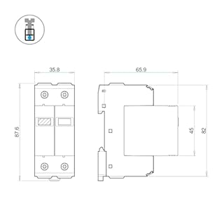Finder Scaricatore di Sovratensione Tipo 1+2 7P.12. A basso valore di up, per sistemi TT e TN-S monofase con Neutro. Protezione varistore L-N + Spinterometro a gas N-PE SPD