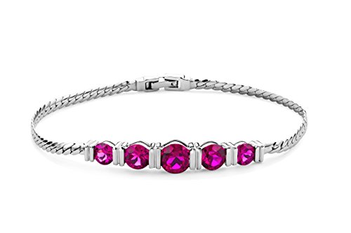Preisvergleich Produktbild Byjoy Damen-Armband 925 Sterling-Silber Rundschliff Rot Synthetischer Rubin