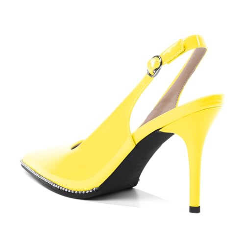 Image of SAMMITOP Women Slingback Heels Stilettos Closed Pointed Toe High Heel Silver Beaded Pumps Comfortable 3.5 Inch High Heels for Women Dressy Shoes