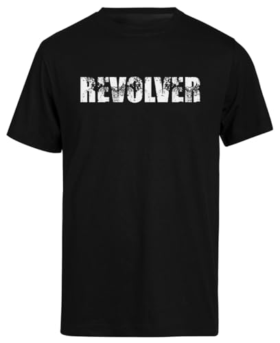 Suzetee Revolver Album T-Shirt Noir À Manches Courtes pour Hommes - Les Beatles, Paul McCartney, John Lennon, RIngo Starr, George Harrison Suzetee Revolver Album T-Shirt Noir À Manches Courtes pour Hommes