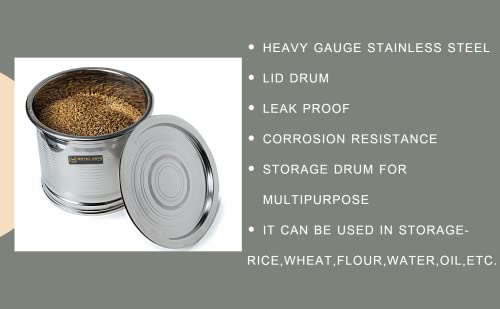 Image of Steel Rice Storage Container 5 KG | Mini Container | Mini Storage Box | Drum | (SET OF 2), Silver