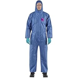 Proteccion Para Manos Seguridad Industrial Ansell AlphaTec 1500 Model 138, Mono de Trabajo Desechable, Protección Quimica Tipo 5/6, Traje Integral y Impermeable Multiuso, Bricolaje e Mecanica, Hombre Mujer, Azul, Talla 2XL (1 Unidad)