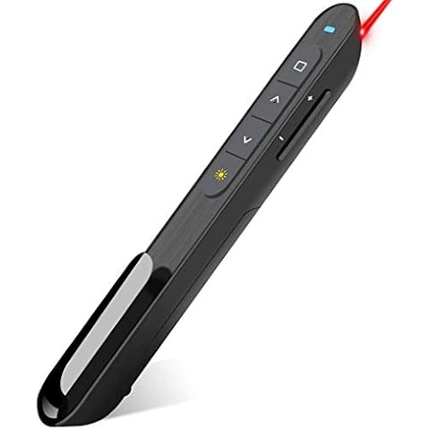 Wireless Presenter, Hyperlink Volume Control Presentation Clicker RF 2.4GHz USB PowerPoint Clicker Presentation Remote Control Pointer Slide Advancer (Black) Cover
