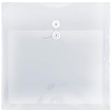 JAM Paper® (13 x 13) Large Square Plastic Envelope with Button & String Closure - Clear - 12 envelopes per pack