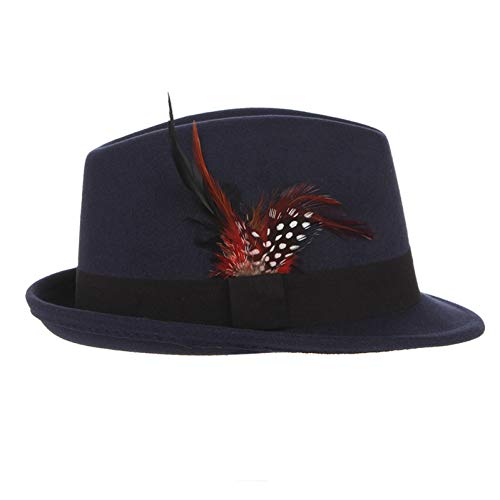 CHENGWJ Fedoras Cap Hommes Classique Jazz Cap Chapeaux Hommes Laine Plume Décor Unicolore Feutre Trilby Cap Église Chapeau Occasionnels Casquettes Mâle Haut Forme Cover