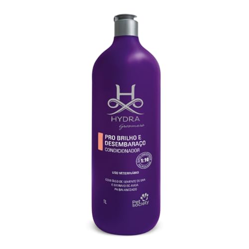 Kit Shampoo Pelos Claros e Condicionador Pro Brilho E Desembaraço 1l Hydra Groomers Pet society Cães
