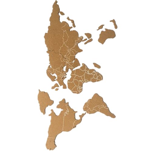 ABOOFAN Tablero de Corcho Adhesivo Mapa del Mundo, Tablero Creativo para Mensajes y Fotos, Tiras de Corcho en Forma de Mapa, Adecuado para Oficina, Aula y Decoración de Paredes