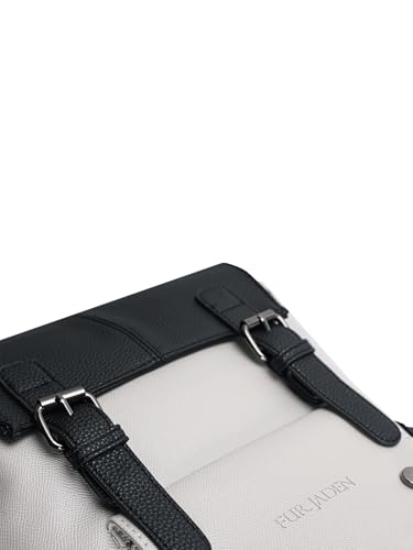 FUR JADEN Vegan Leather Anti Theft Casual Laptop Backpack with 15.6 Inch Laptop Pocket (BlackGrey)