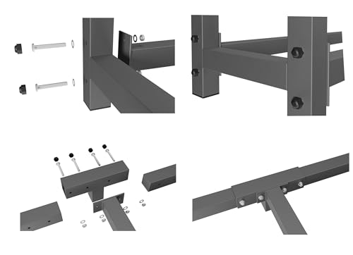 QUICK STAR Kaminholzregal Außen 200 x 25 x 115 cm Anthrazit, Garten Metall Kaminholzunterstand 0, 8 m³ (1, 3 SRM), Wetterfeste Stapelhilfe mit Schutzhülle Grau-7