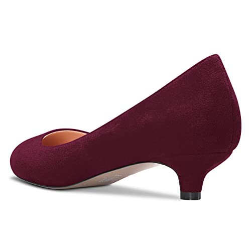 Castamere Women Girl Stiletto Low Kitten Heel Round Toe Slip-on Pumps Classic Cute Office 1.4 Inches Heels3