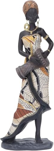 Statue de Tambour Africain 30,5 x 11,4 x 7,6 cm Antique Figurines Tribales Africaines à Collectionner Décoration D'intérieur Fabriquée à la Main Sculpture Réaliste...
