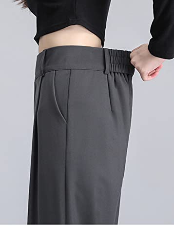 Cocoinsity Women Suit Pants Casual High Waist Solid Button Down Loose Straight Trousers4