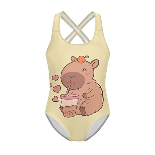 Image of INSTANTARTS Girls One Piece Swimwear Sleeveless Crossback Swimsuits