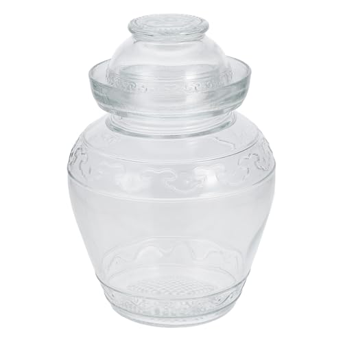 PERSELOSO Tarro de Cristal para Encurtidos Casero de 5 Litros, Frasco Transparente de Vidrio sin Plomo con Sellado Hermético, Boca Ancha para Almacenamiento y Fermentación en Cocina