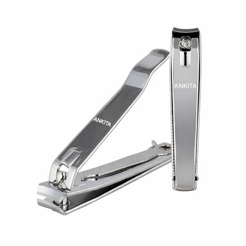 Image of ANKITA Large Nail Clipper for Men & Women | Stainless Steel Nail Trimmer for Fingernails & Toenails | Durable Nail Cutter with Anti-Slip Grip Nail Clipper with Curved Sharp Blades, Built-in Nail File, strong and sturdy. (NC1) THICKNESS 1.8 MM.