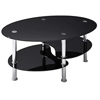 Amazon.co.jp: Simpolu ガラステーブル 楕円 3段 幅88cm 強化ガラス天