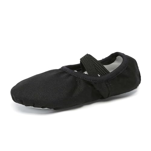 Danzcue Ballet Shoes for Women Soft Canvas Adult Dance Slippers, Ideal Ballet Flats for Women, Black 7M3