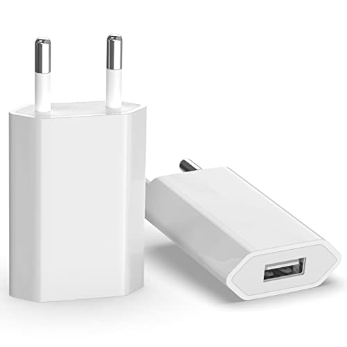 2 Pack Prise Chargeur USB Secteur 5V 1A Embout Adaptateur pour iPhone Samsung Google Huawei Xiaomi Téléphones Portables Universelle Bloc Chargeur USB A