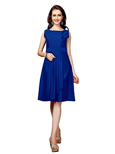 Image of Glory Sarees Women's Knee-Length Skater Dresses(Clothix13 Blue), Large