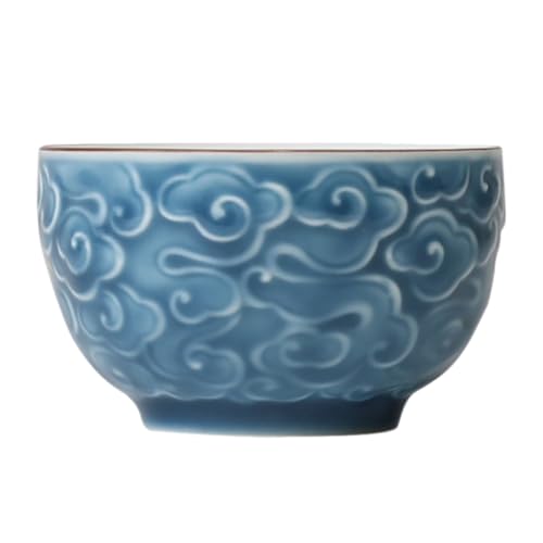 TOKIDNY Taza de Té de Cerámica Grande Nubes Azules Taza de Kung Fu para Té y Agua Caliente Diseño sin Asa Adecuado para Hogar y Oficina
