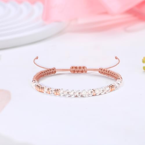 Btysun Morse Code Bracelets for Women Christmas Gift Stocking Stuffers for Teens Pink Braided Bracelets Inspirational Best Friend Birthday Gifts for Her High School Graduation Gifts for Her 2025 Mom Bracelet Jewelry