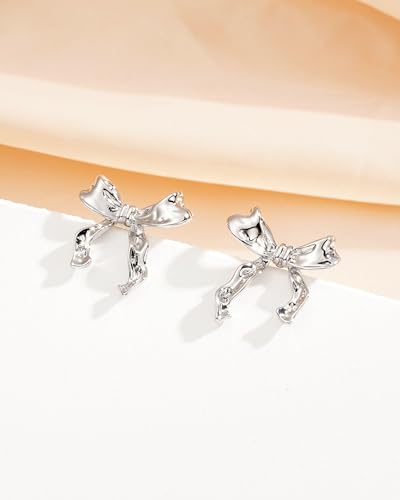 Bow Necklace for Women 14K Gold Plated Bowknot Dainty Bow Pendant Chain Necklace Fashion Jewelry Gifts