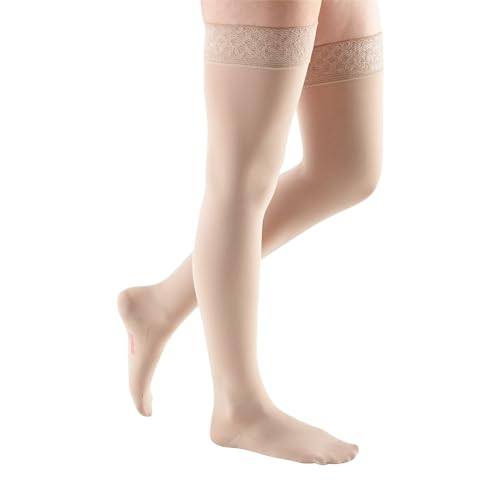 Image of mediven comfort for women, 15-20 mmHg, Thigh High Compression Stockings w / Lace Top-Band, Closed Toe
