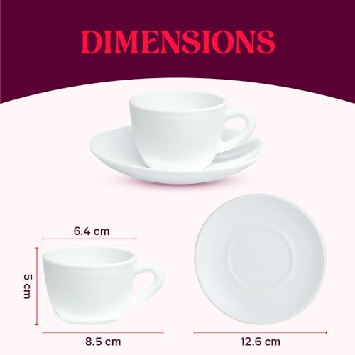 Image of Larah by BOROSIL Firefly Opalware Cup and Saucer Set of 12 pcs | Tea /Coffee Cups 90 ml | Microwave & Dishwasher Safe | Bone-Ash Free | Crockery Set Ideal for Daily Use & Gifting, White