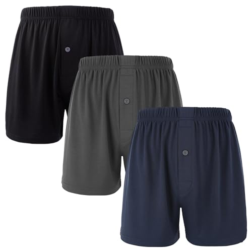 Bamboo Cool Men'S Boxer Shorts Underwear Breathable Stretchy Cooling Boxers With Button Fly 3 Or 5 Pack cover