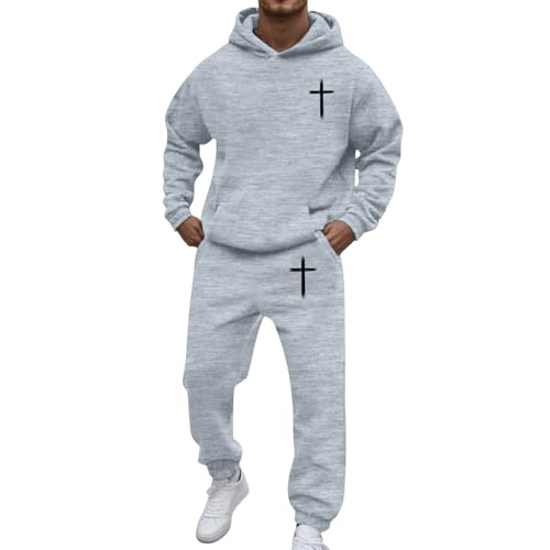 Men's Tracksuit 2 Piece God Loves You Christian Faith Hoodies Sweatshirts and Jogging Sweatsuits Sets Gym Sweat Suits