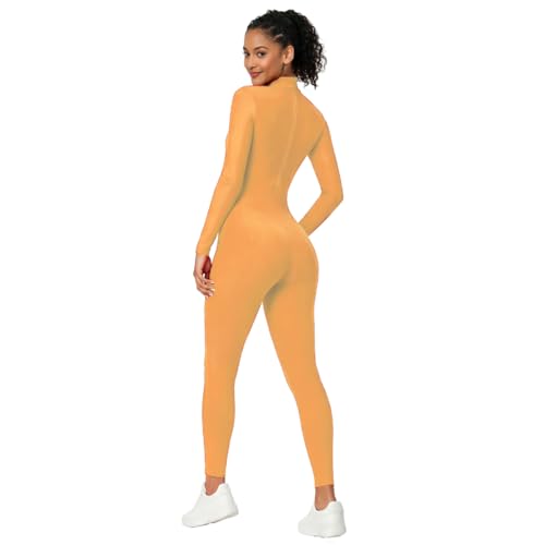 Image of Adult High Neck Long Sleeve Dance Unitard for Women Bodysuits Full Body Leotard Spandex Catsuit