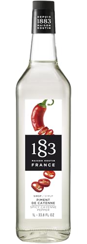 Image of 1883 Spicy Cayenne Pepper Syrup for Drinks, Made in France, 1 Liter Glass Bottle